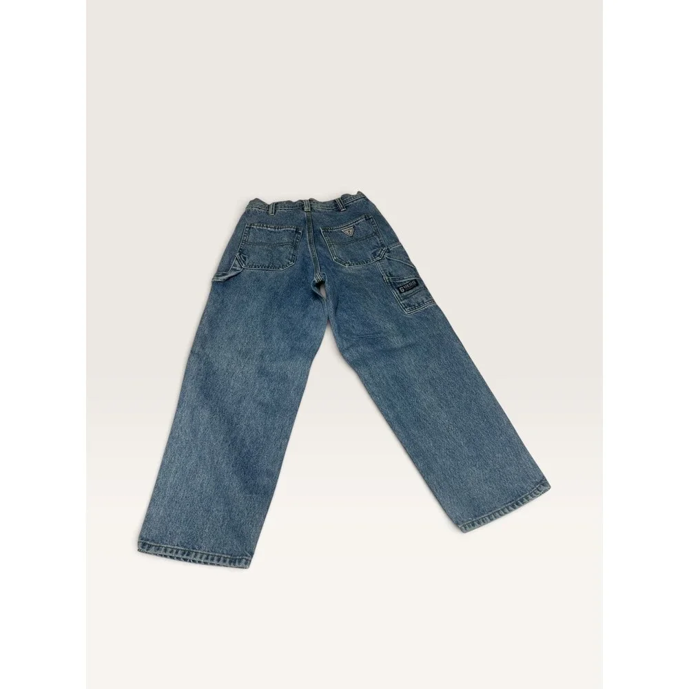 Vintage GUESS Girls Baggy Carpenter Jeans Y2K Wide Leg Denim Blue Size 10
